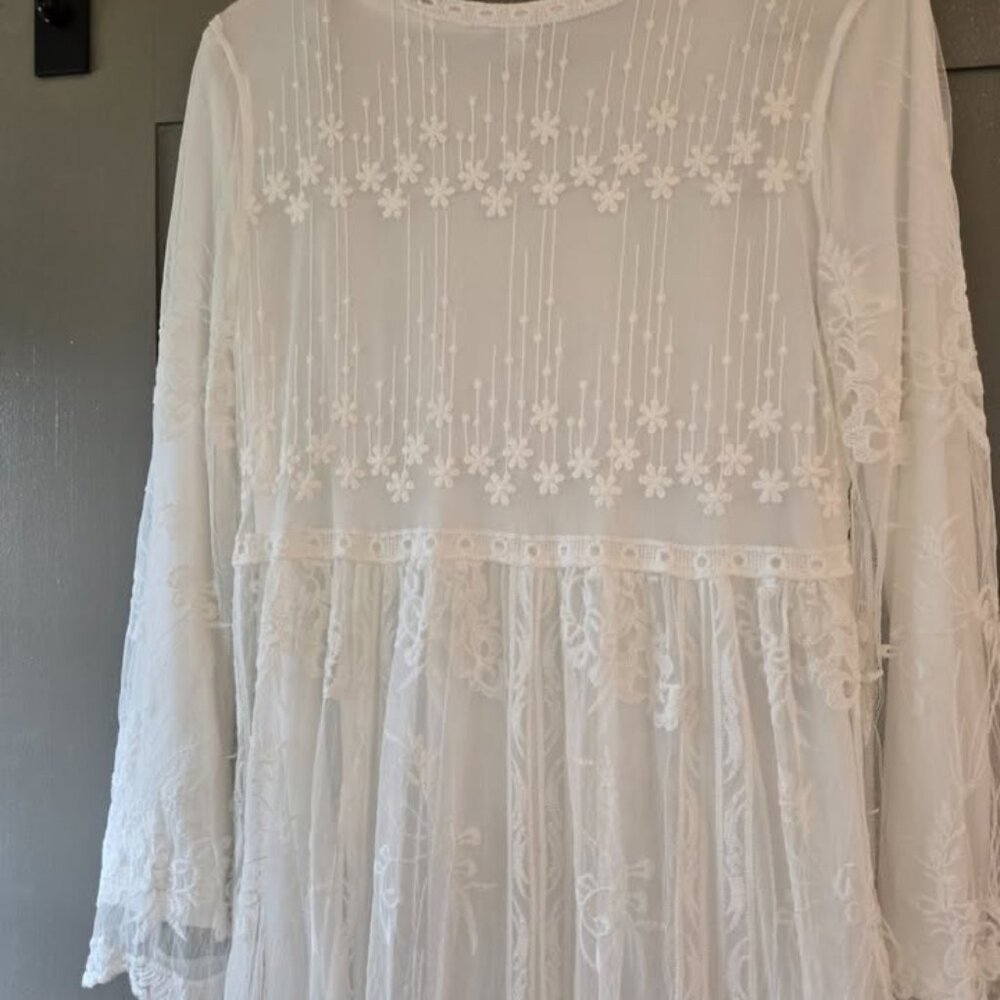 THE WHITE COMPANY  Long Lace Dress S/M Dainty Daisy Temple NWT